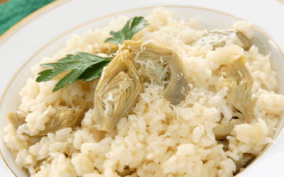 Risotto de alcachofas y jamón