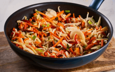 Wok vegetariano con lentejas y verduras