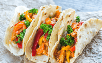 Tacos de verdura asada con pimientos del piquillo Rubio y queso fundente