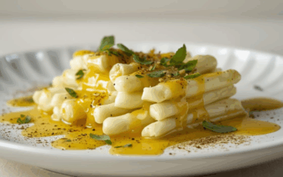 Espárragos Rubio con vinagreta de mostaza y almendras