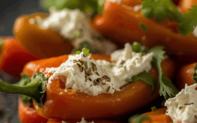 Piparras Rubio rellenas de crema de queso y granada fresca